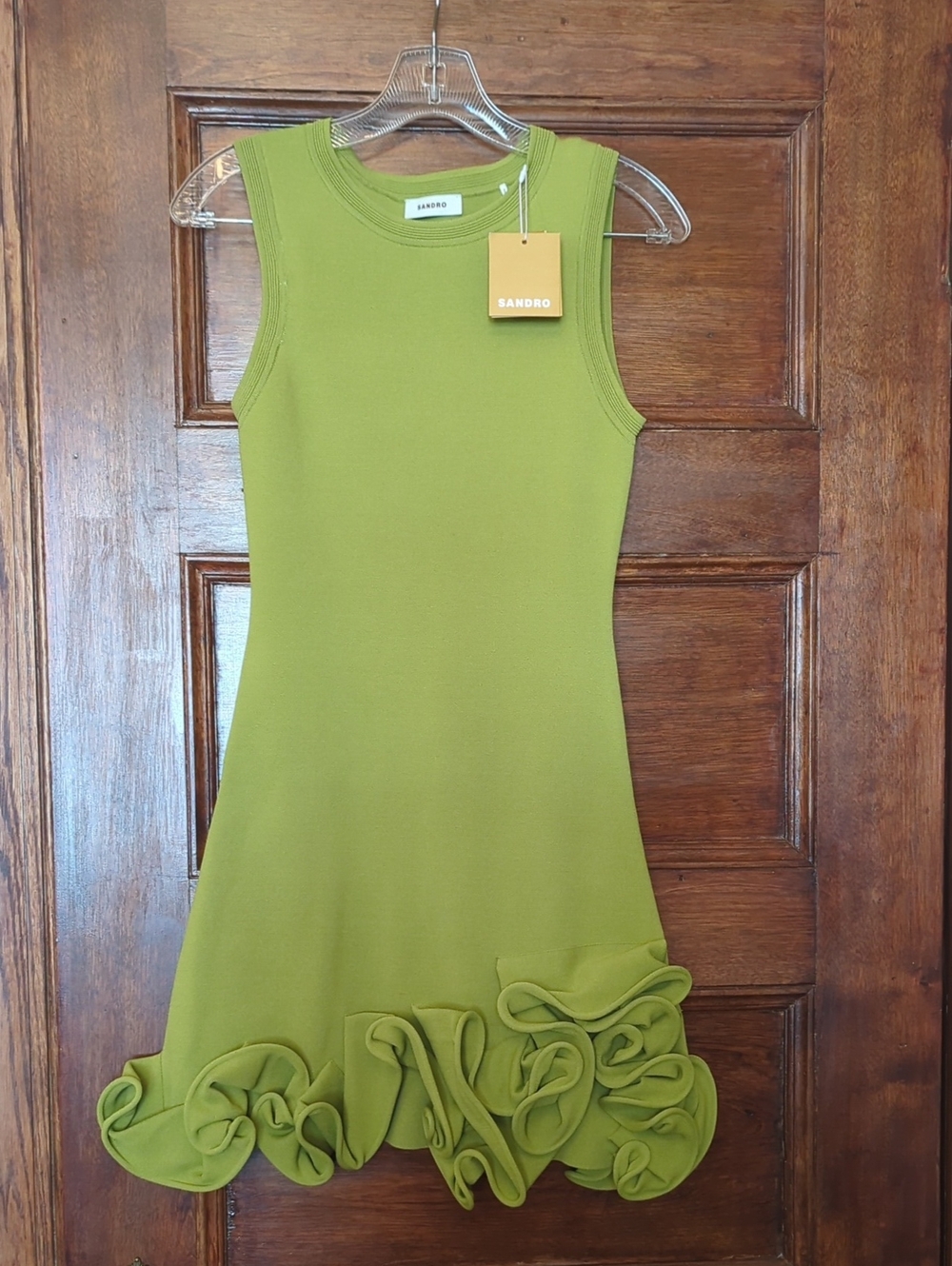 NWT Sandro Floral Knit Mini Dress | Green | Size 36 / US 4